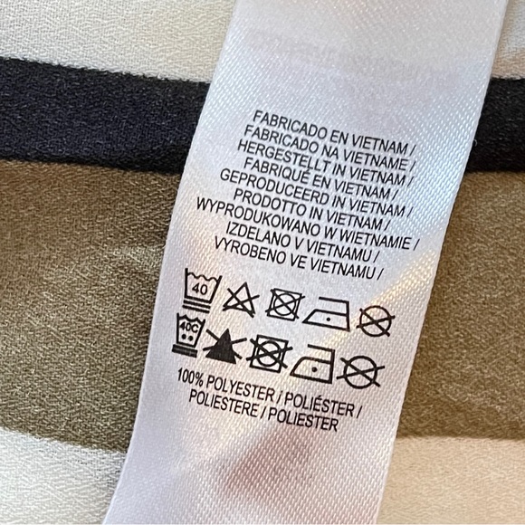 Green Olive White Stripe Long Button-down Blouse 6 - Picture 11 of 16